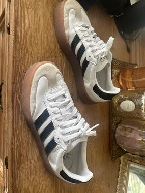 adidas White and Black Retro Gum-Sole Samba